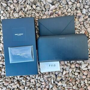 Saint Laurent Rive Gauche Zip Around Long Wallet with Box - F115